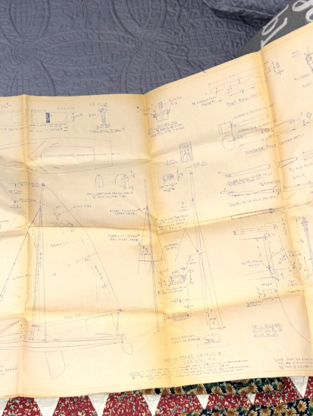 Blueprints of Youngquist's Y-Flyer Sailboat Yacht - 34x22 in -1960's D.W. Dutton